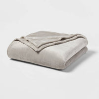 
              Twin Electric Solid Microplush Bed Blanket Gray - Threshold™
            