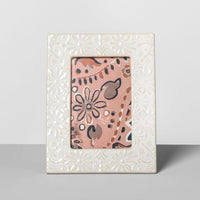 4" x 6" Embossed Ceramic Frame White - Opalhouse™