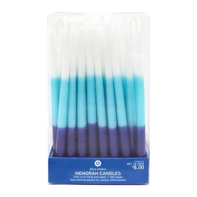 45ct Menorah Flame Candles Blue Ombre with Satin Finish