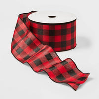2.5" Buffalo Plaid Ribbon Red and Black 21ft - Wondershop™