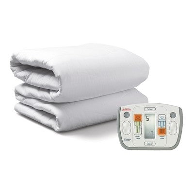 Sunbeam King Size Polyester Premium Soft Therapeutic Heated Mattress Pad with 10 Heat Settings, Auto Adjust, and Wireless Controller, White