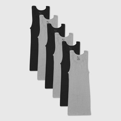 Hanes Men's 1pk Red Label Tank Top Dyed A-Shirt - Gray/Black S