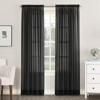 95"x59" Emily Sheer Voile Rod Pocket Curtain Panel Black - No. 918