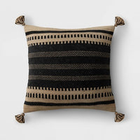 18" Woven Outdoor Throw Pillow Black/Neutral Stripe - Threshold™