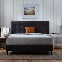 
              Tara Upholstered Platform Bed Frame with Square Tufted Headboard - Brookside Home
            
