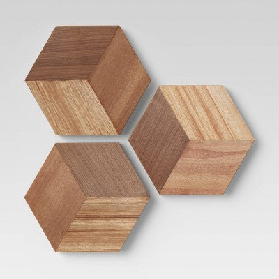 Set of 3 Wood Tile Brown - Project 62™