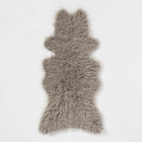 Faux Fur Sheepskin Throw Blanket Gray - Threshold™