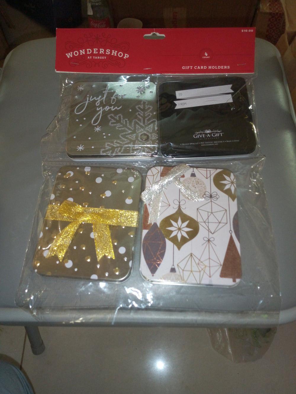4pk Christmas Gift Card Holder Traditional Tins/Box - Wondershop™