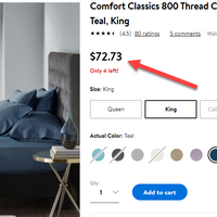 Comfort Classics 800 Thread Count Cotton Rich Sateen Sheet Set, Teal, King