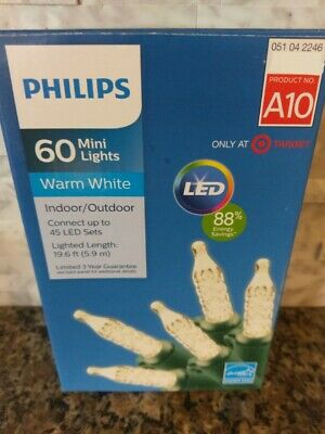 Philips 60ct LED Christmas Faceted Mini String Lights Warm White