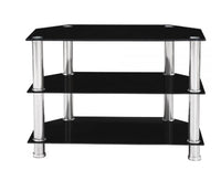 
              Black Tempered Glass & Metal Tv Stand [L 81cm x P 46cm x H 61cm]
            
