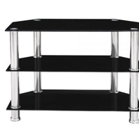 Black Tempered Glass & Metal Tv Stand [L 81cm x P 46cm x H 61cm]