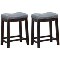 Angel Line Cambridge 24" Padded Saddle Stool-Espresso w/ Gray Cushion, Set of 2