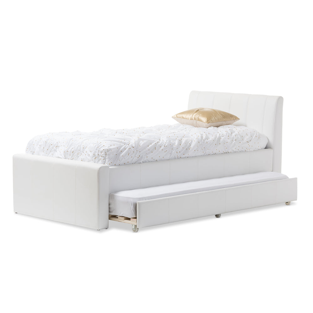 Baxton Studio Cosmo Modern and Contemporary Faux Leather Twin Size Trundle Bed, Multiple Colors