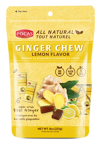 Pocas Ginger Chew (Lemon) 12Pk/8Oz-DLC:07/sept/2024