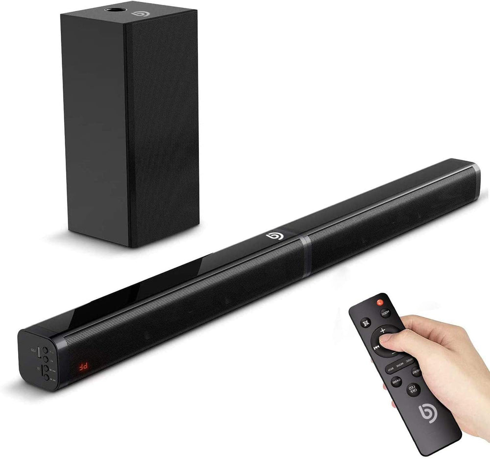 SoundBars with Subwoofer| Bomaker 2.1 CH Sound bar For TV| 5 EQ Modes| 110dB| Bluetooth 5.0| LED Display-on Clearance