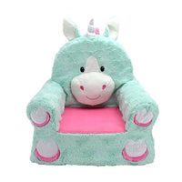 Sweet Seats Adorable Teal Unicorn Children's Chair, Standard Size, Machine Washable Removable Cover, 13"L x 18"W x 19"H