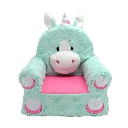 Sweet Seats Adorable Teal Unicorn Children's Chair, Standard Size, Machine Washable Removable Cover, 13