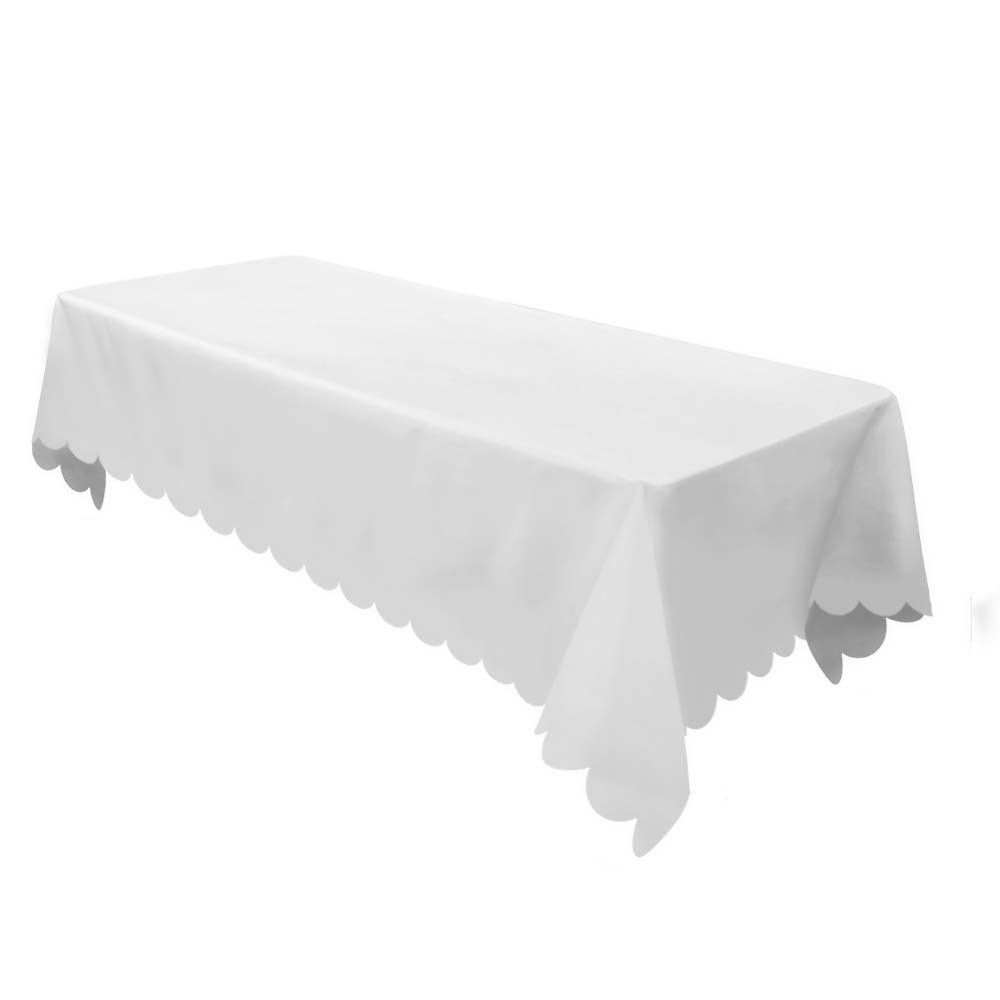 White Non Woven Rectangular Table Cover With Scalloped Edges - Spritz™