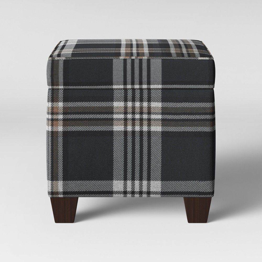 Fairland Square Storage Ottoman Indigo Plaid - Threshold