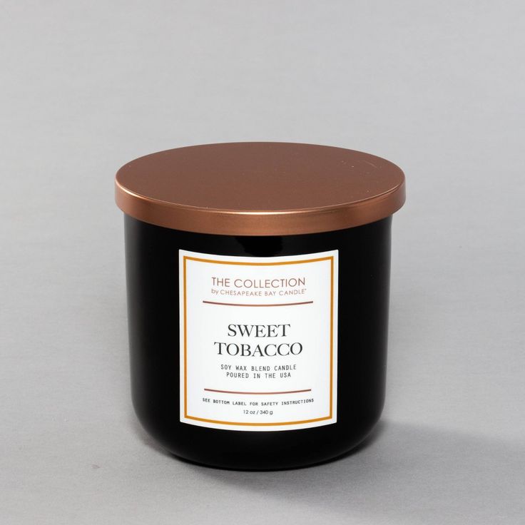 12oz Black Glass Jar 2-Wick Candle Sweet Tobacco - The Collection by Chesapeake Bay Candle