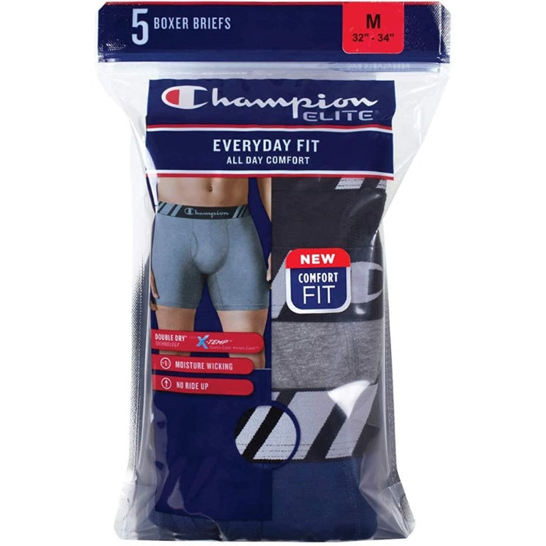 5PK Champion Elite Boxer Briefs Mens MEDIUM 32-34