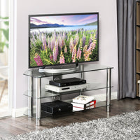 
              Black Tempered Glass & Metal Tv Stand [L 81cm x P 46cm x H 61cm]
            