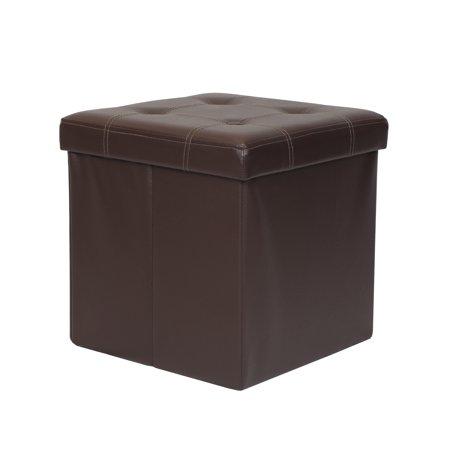 Otto & Ben 15 Inch Button Design Memory Foam Folding Storage Ottoman Bench with Faux Leather P90261343