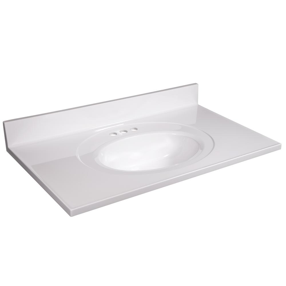 Design House 586156 Cultured Marble Vanity Top 43x22, Solid White