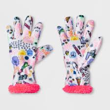 Girls' Doodle Print Fleece Gloves in Cream from Cat and Jack