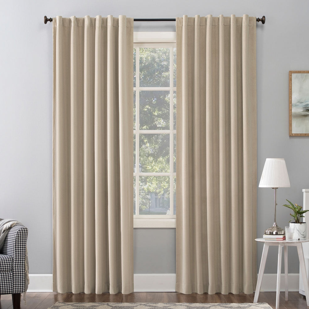 127cm x 244cm Amherst Velvet Noise Reducing Thermal Back Tab Extreme 100% Blackout Curtain Panel Off White - Sun Zero
