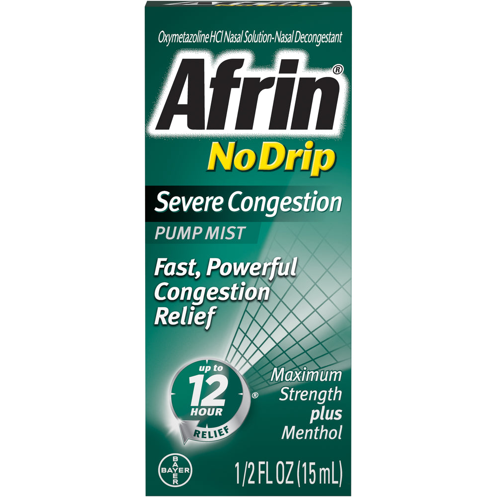 Afrin No Drip Severe Congestion Pump Mist Spray, 0.5 fl oz