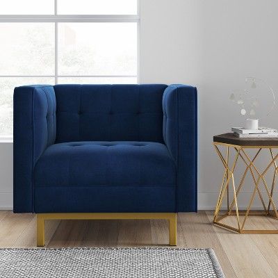 Cologne Tufted Track Armchair Navy Velvet - Project 62