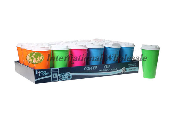 Plastic Reus Coff Cup W Lid 24/16Oz