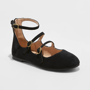 Girls' Valera Strappy Metallic Ballet Flats - Cat & Jack Black