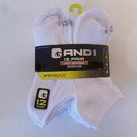 AND1 White 12 Pair ProPlatinum No Show Socks Arch Compression Proplatinum