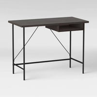 
              Wood and Metal Writing Desk with Storage Espresso - Room Essentials
            