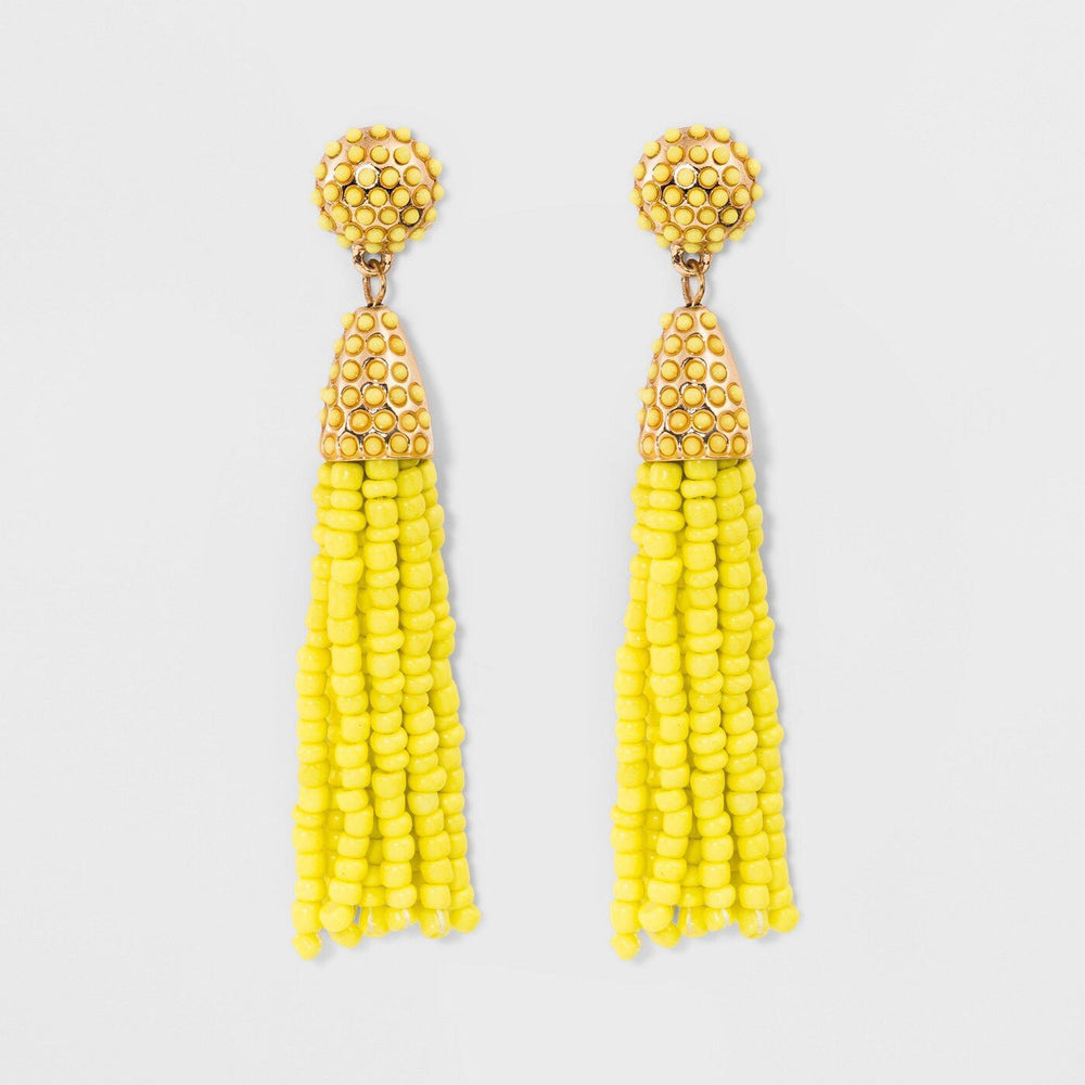 Beaded Tassel Drop Earrings - SUGARFIX by BaubleBar Yellow