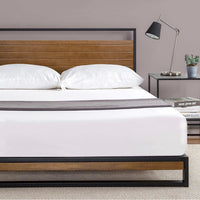 2 places Zinus Suzanne Metal and Wood Platform Bed with Headboard and Footboard, Queen