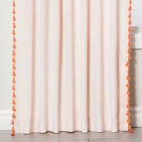 137cm x 213cm Velvet Curtain Panel with Orange Tassels Blush - Opalhousea (1 Panel)