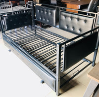 
              Metal Sofa Bed [218,44L  218,44P - 101,6H ]—Black Leather Or Grey Fabric
            