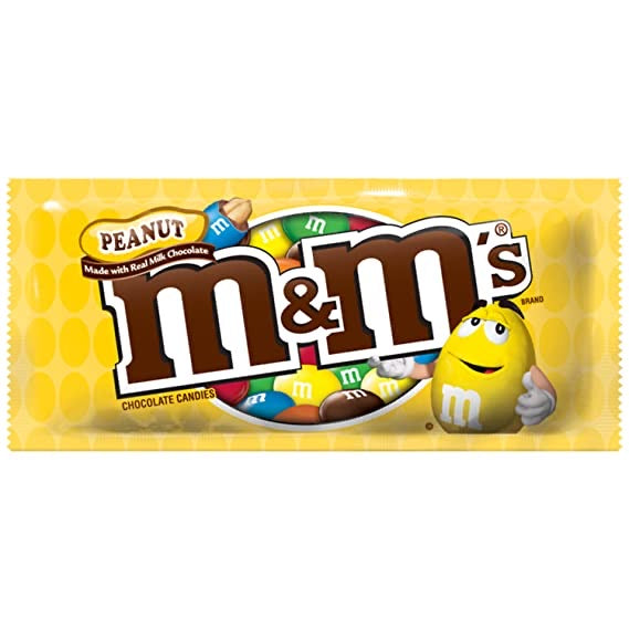 M&M'S Peanut Chocolate Candy Singles Size Pouches 1.74/49.3g DLC:SEPT-21