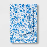
              Twin/Twin Xl Easy Care Printed Sheet Set Blue Floral - Room Essentials™
            