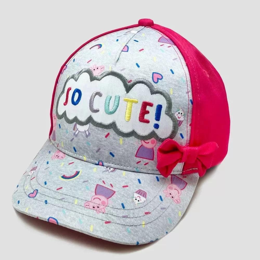 toddler peppe pig so cute ! baseball hat , gray /red. MOUA
