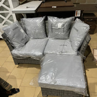5 Piece Outdoor Patio Rattan Wicker Sofa Conversation Set with Coffee Table and
