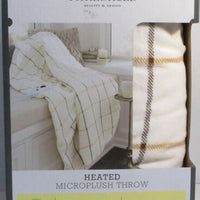 127cm x 150cm Electric Patterned Microplush Reversible Throw Blanket Ivory Plaid - Threshold™
