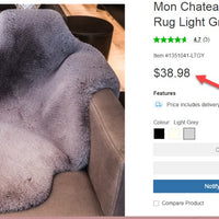 Mon Chateau Luxe Faux Fur Rug Light Grey