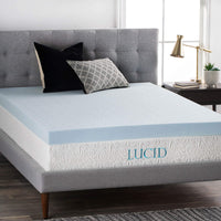 
              Lucid Housse en mousse de viscoélastique en gel et couvre-matelas Lucid avec fermeture à glissière
            