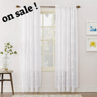 Floral Lace Design Sheer Rod Pocket Curtain Panel 58 by 63 Inch Ivory Polyester