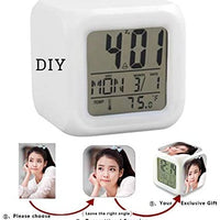 7 couleurs changeantes LED Reveil cube lumineux LCD Horloge veilleuse
